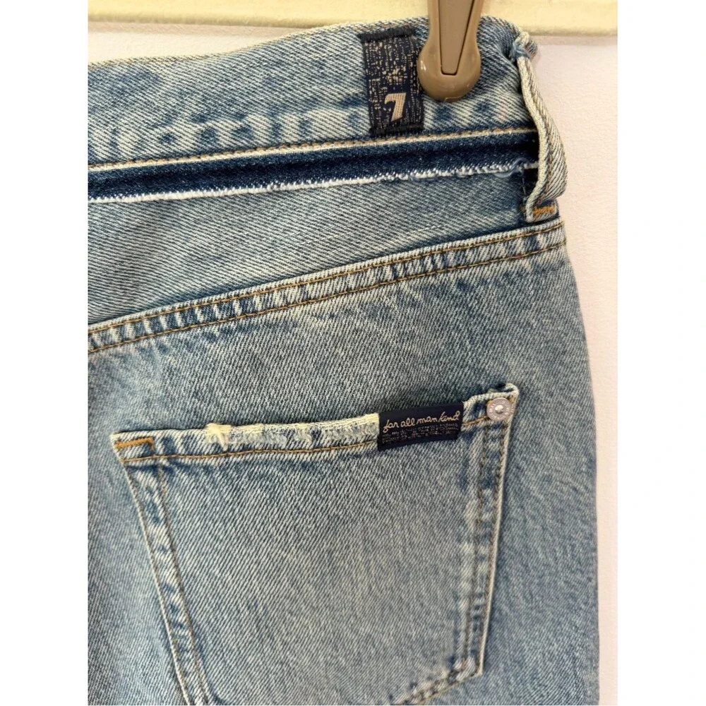 7 For All Mankind Light Blue Mid-Rise Denim Bermuda Shorts Lola shorts size 27